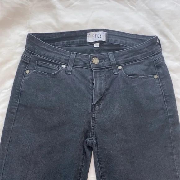 PAIGE Skyline Ankle Peg in Black Crow Raw Hem Jeans Size 27 Inseam 29" - Picture 3 of 7